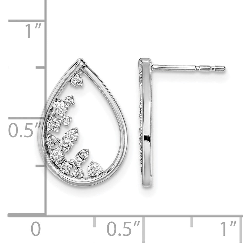 14k White Gold Polished Teardrop Post Earrings