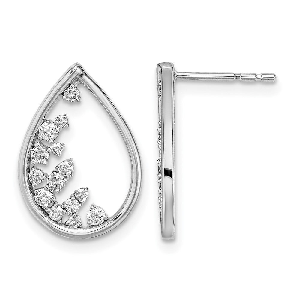 14k White Gold Polished Teardrop Post Earrings