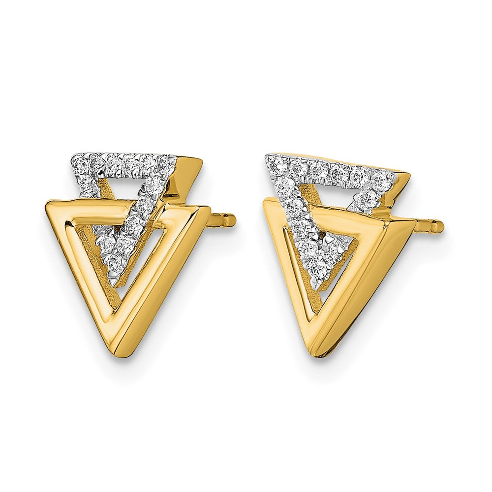 14k Polished Triangle Diamond Post Earrings