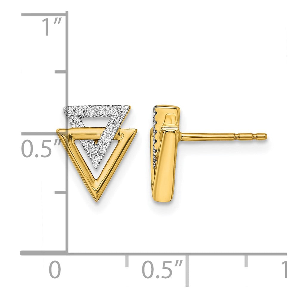 14k Polished Triangle Diamond Post Earrings