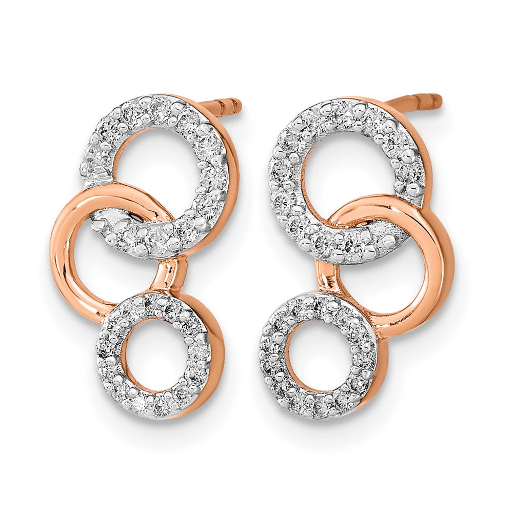 14k Rose Gold Diamond Circles Post Earrings