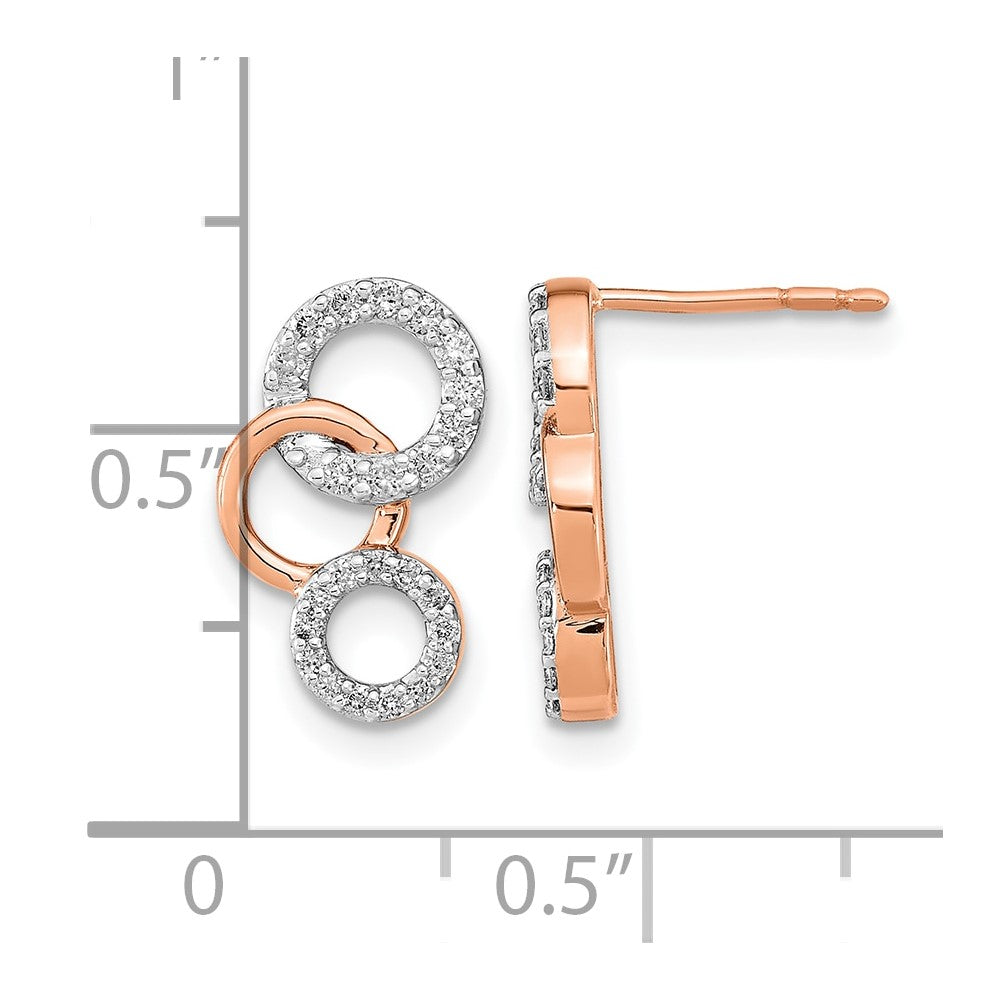 14k Rose Gold Diamond Circles Post Earrings