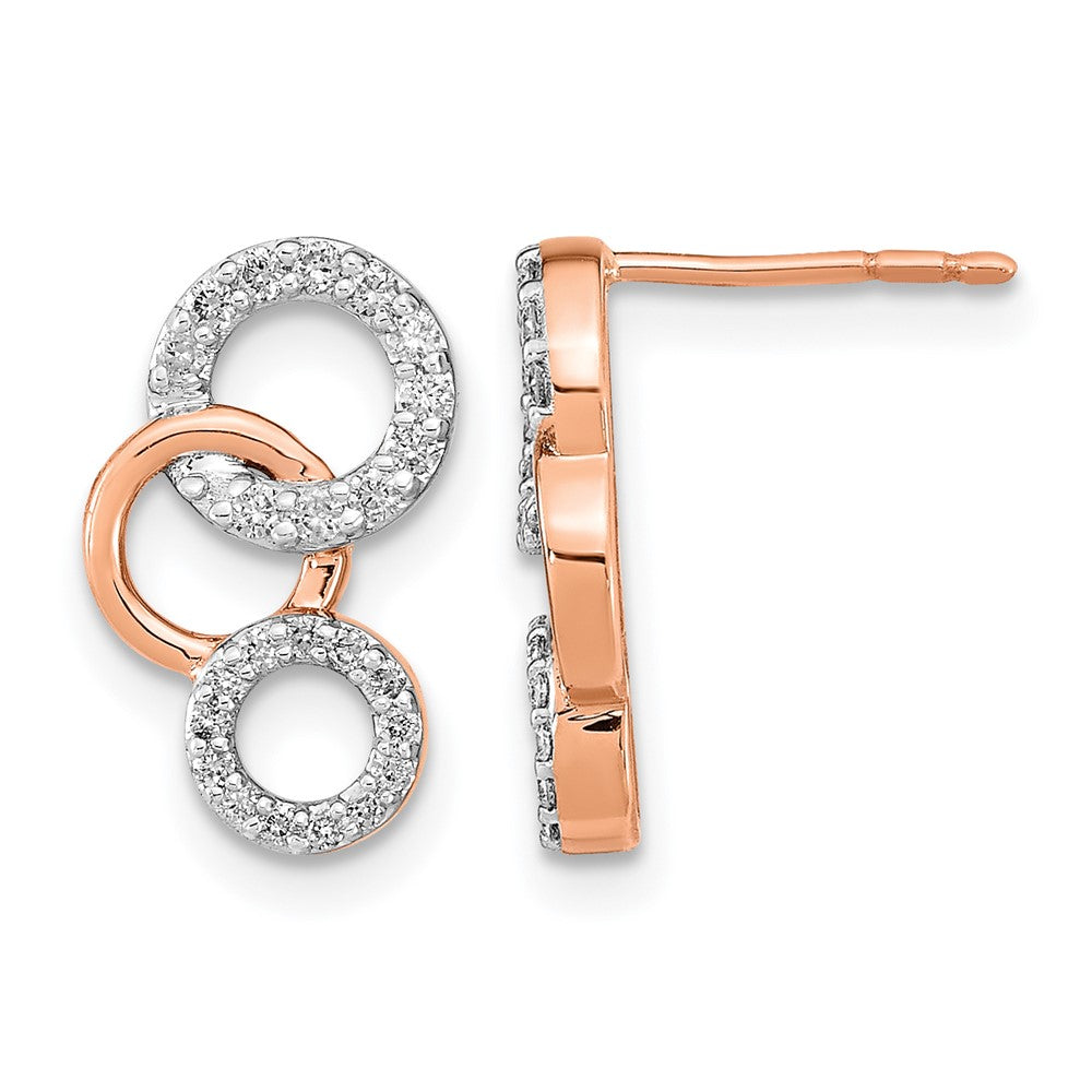 14k Rose Gold Diamond Circles Post Earrings