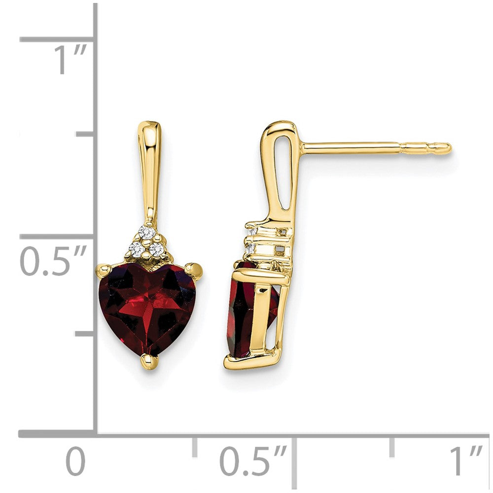 10k Garnet and Diamond Heart Earrings