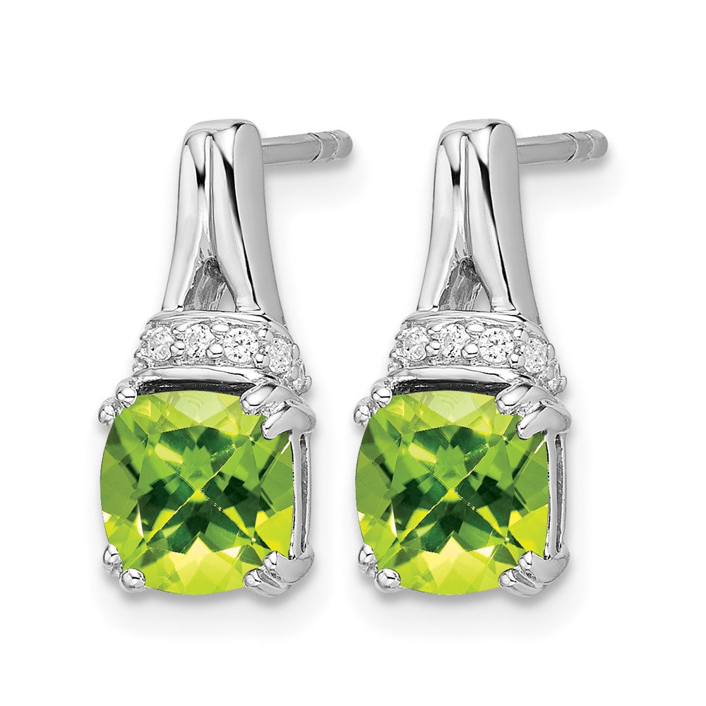 14k White Gold Peridot and Diamond Earrings