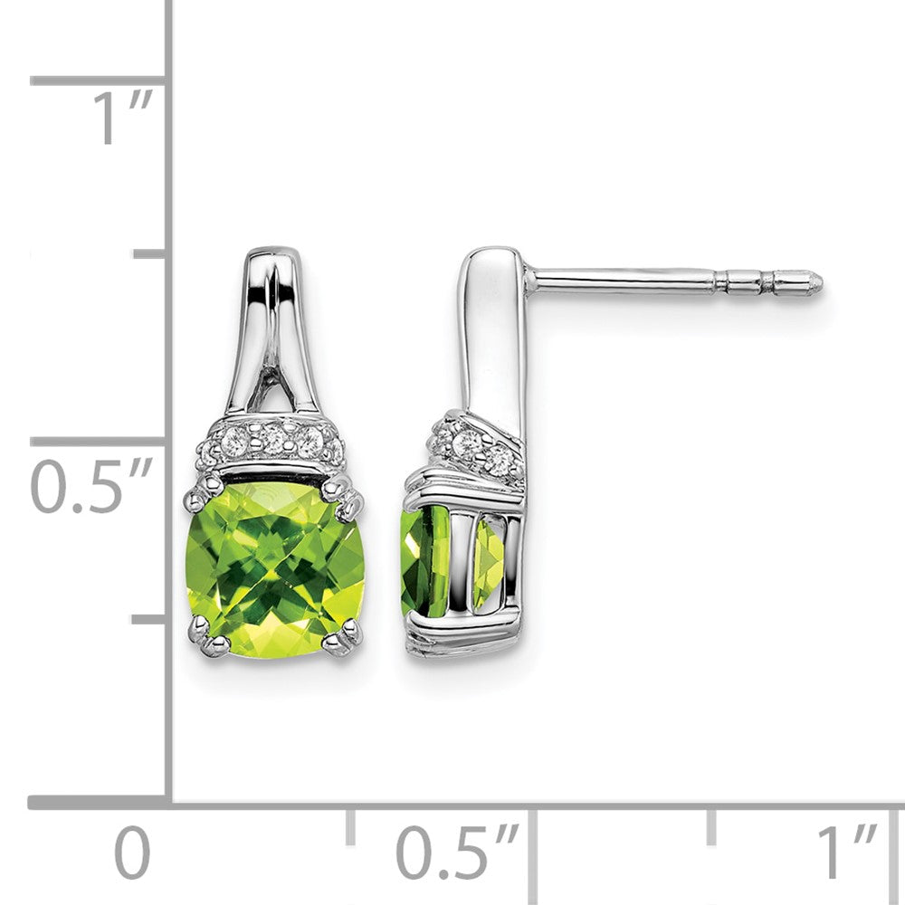 14k White Gold Peridot and Diamond Earrings