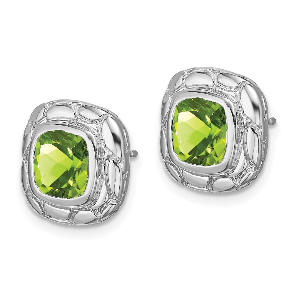 Sterling Silver Rhodium-plated Peridot Earrings
