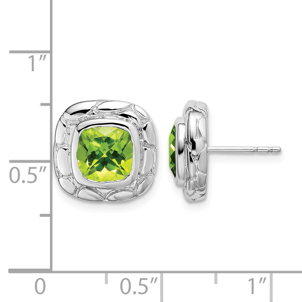 Sterling Silver Rhodium-plated Peridot Earrings