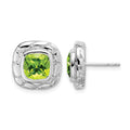 Sterling Silver Rhodium-plated Peridot Earrings