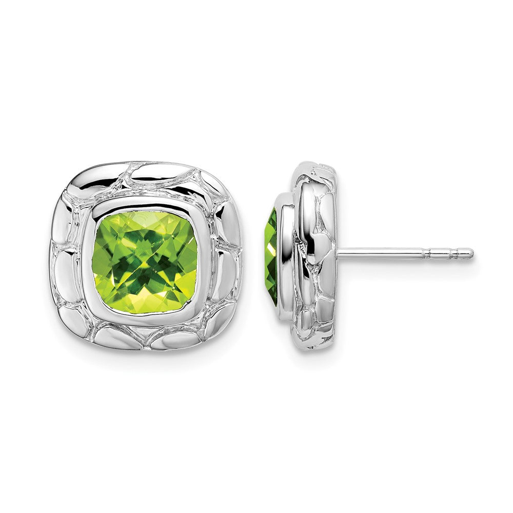 Sterling Silver Rhodium-plated Peridot Earrings