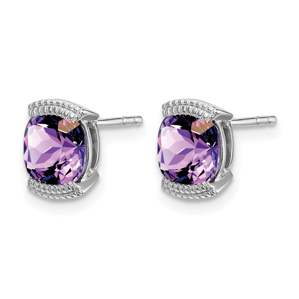 14k White Gold Amethyst Post Earrings