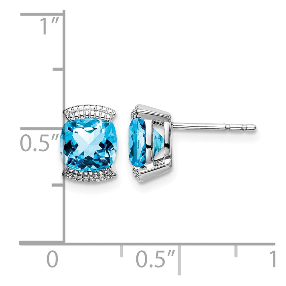 14k White Gold Blue Topaz Post Earrings