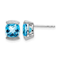14k White Gold Blue Topaz Post Earrings