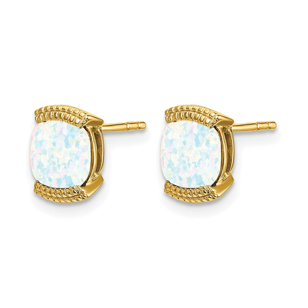 14k Created Opal Post Earrings