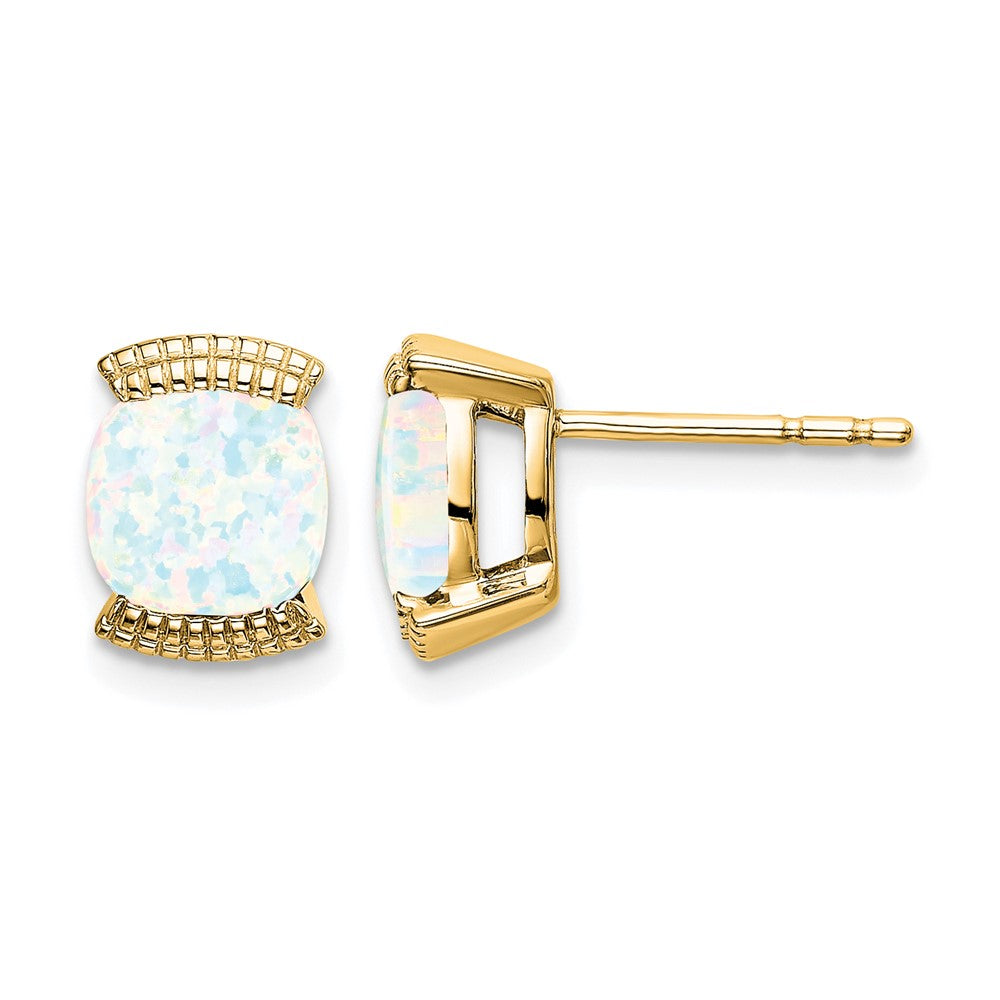 14k Created Opal Post Earrings