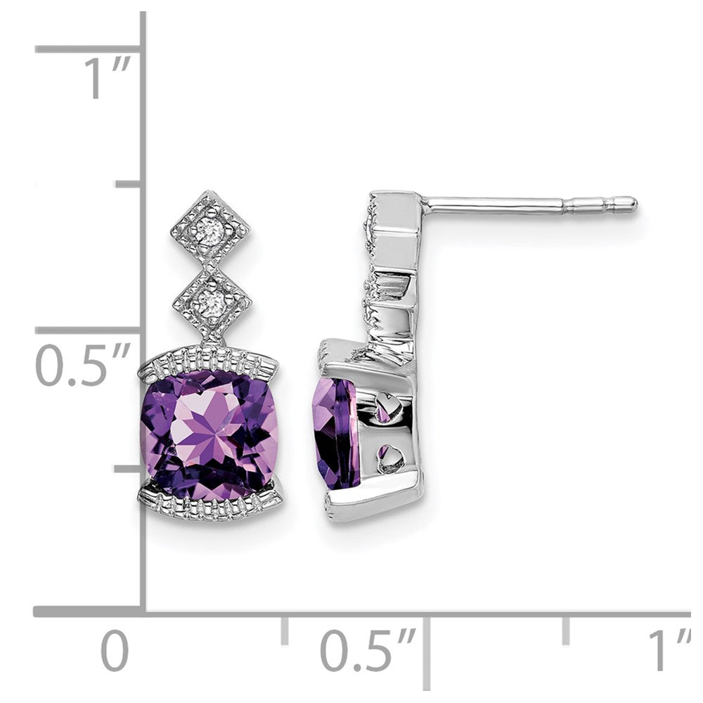 14k White Gold Amethyst and Diamond Earrings
