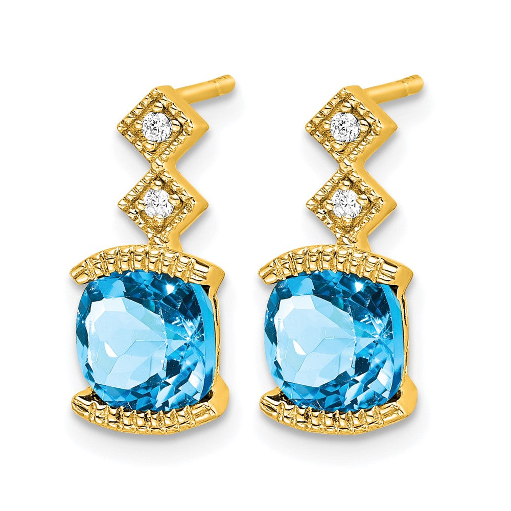 14k Blue Topaz and Diamond Earrings