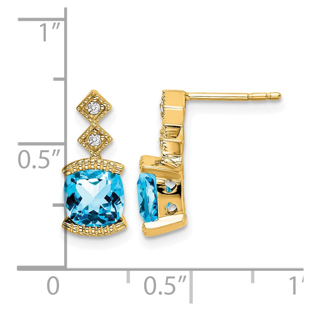 14k Blue Topaz and Diamond Earrings