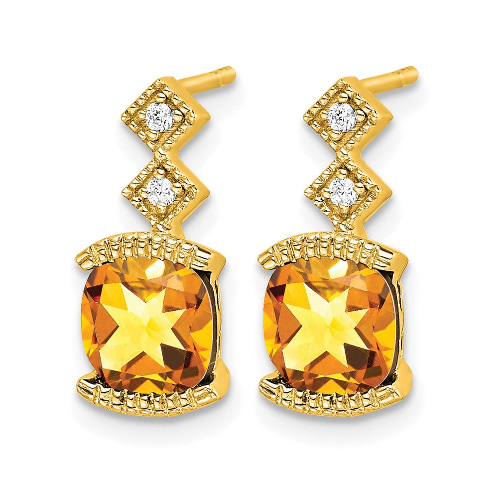 14k Citrine and Diamond Earrings