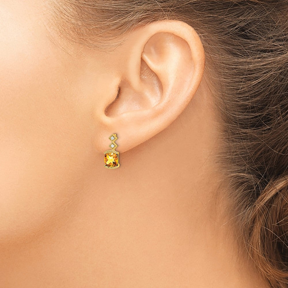 14k Citrine and Diamond Earrings