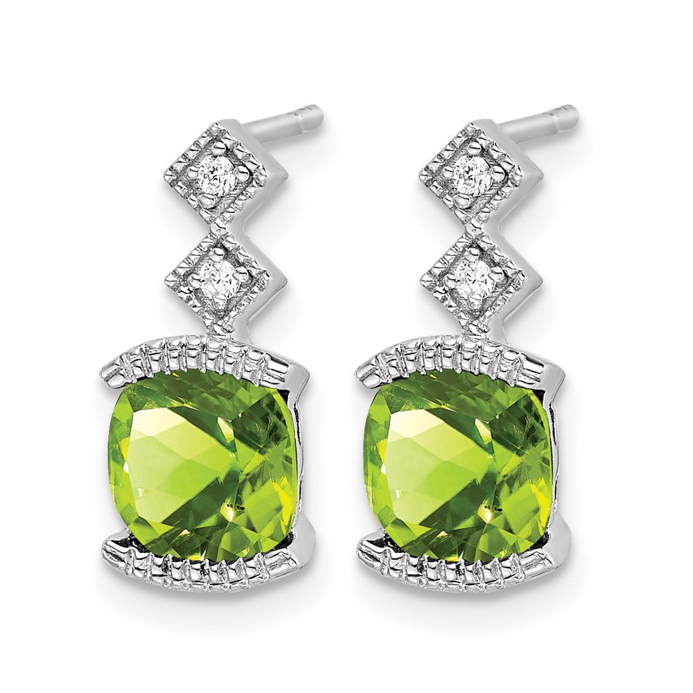 14k White Gold Peridot and Diamond Earrings