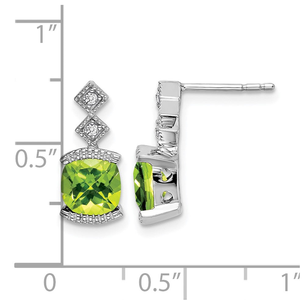 14k White Gold Peridot and Diamond Earrings