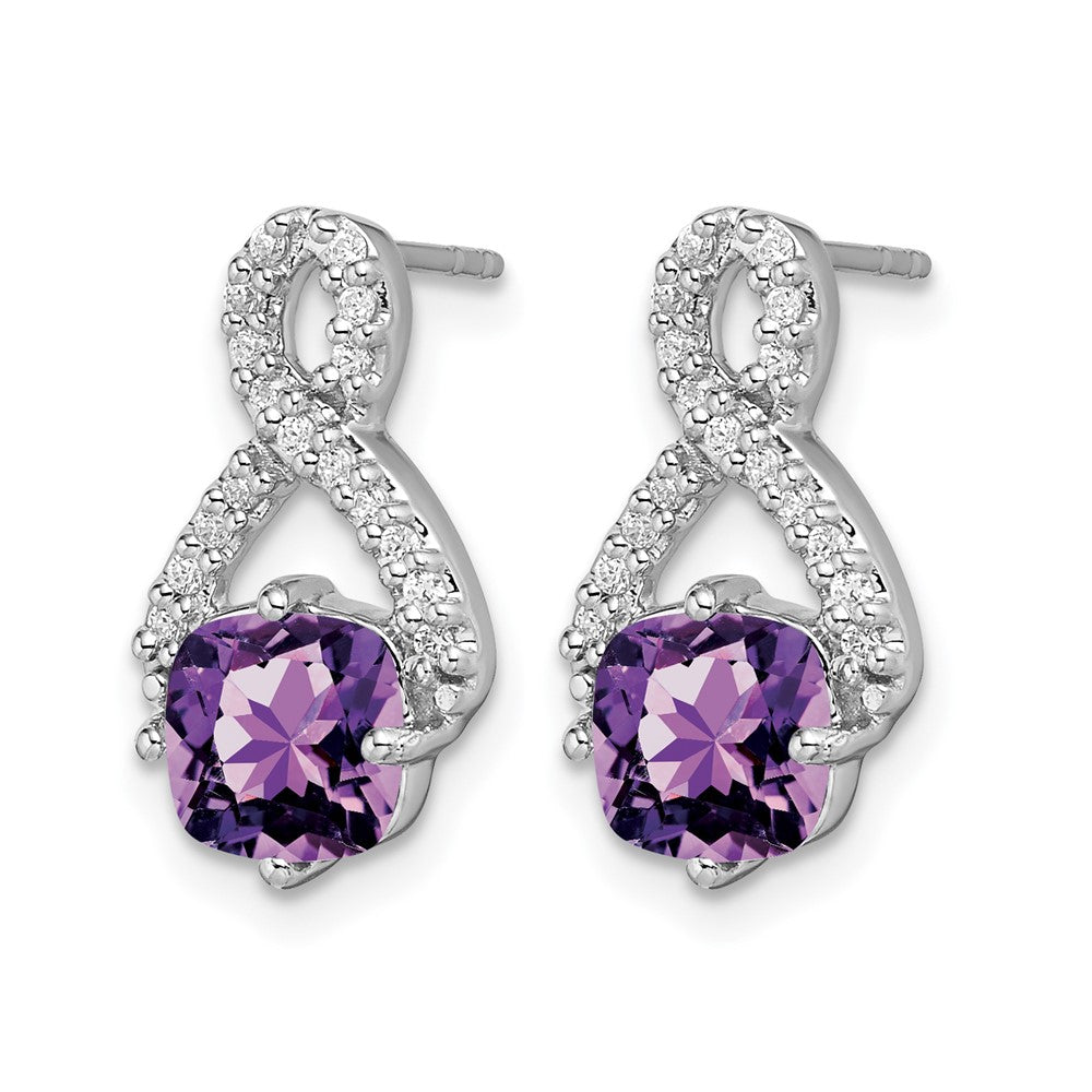 14k White Gold Amethyst and Diamond Earrings