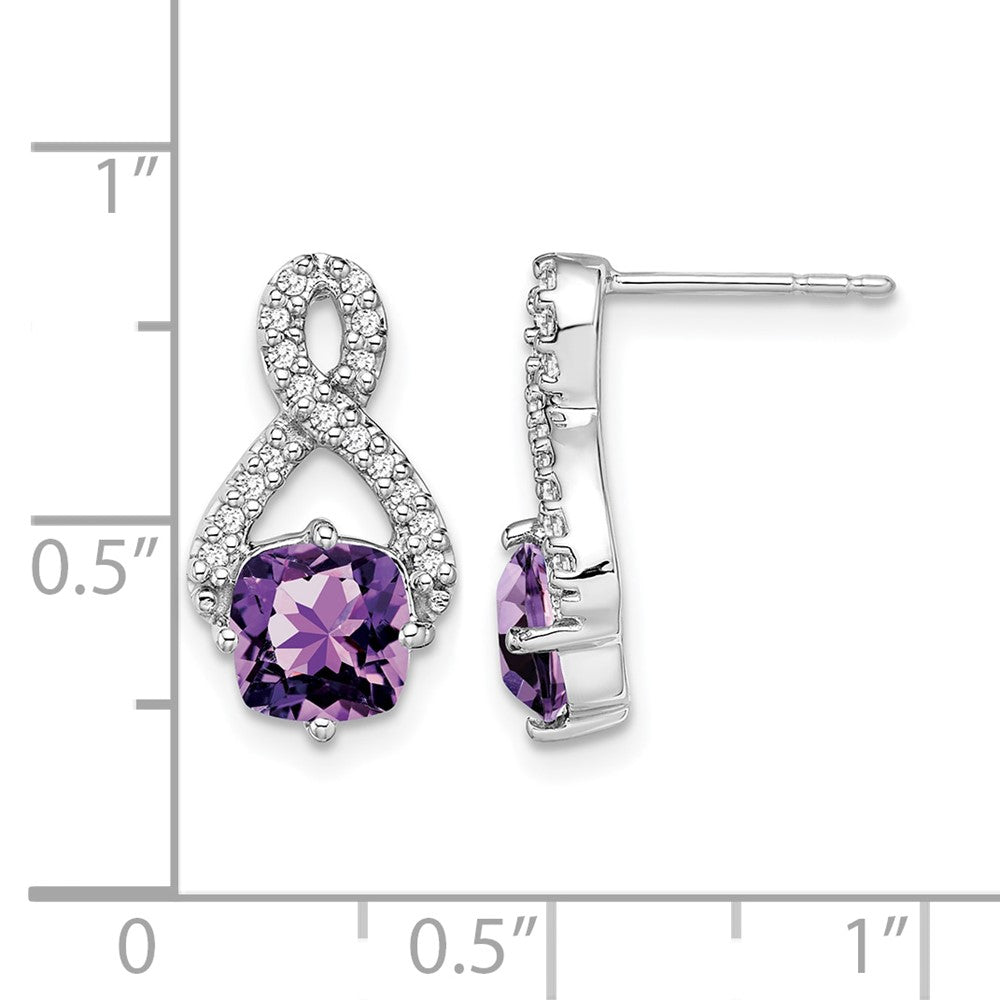 14k White Gold Amethyst and Diamond Earrings