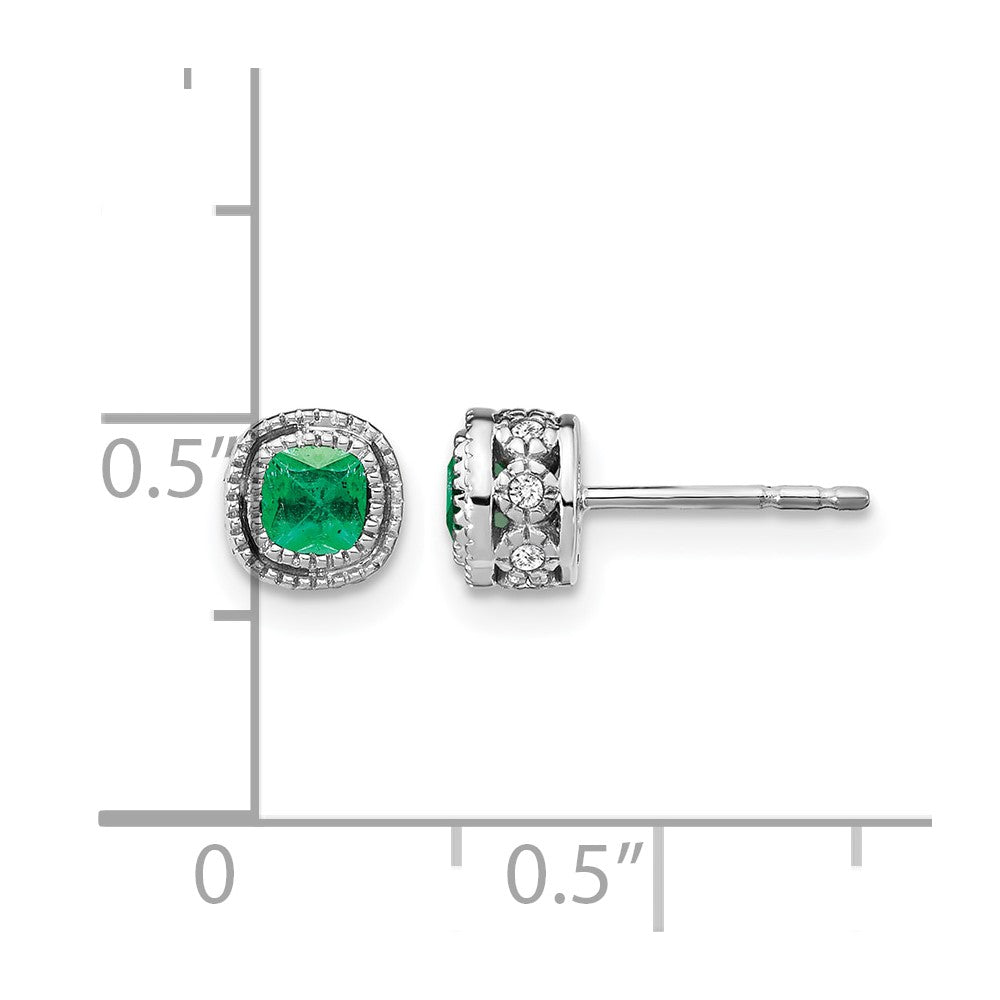 14k White Gold Emerald and Diamond Earrings