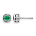 14k White Gold Emerald and Diamond Earrings