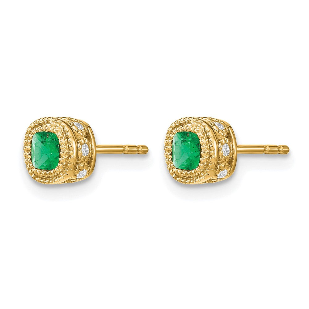 14k Emerald and Diamond Earrings