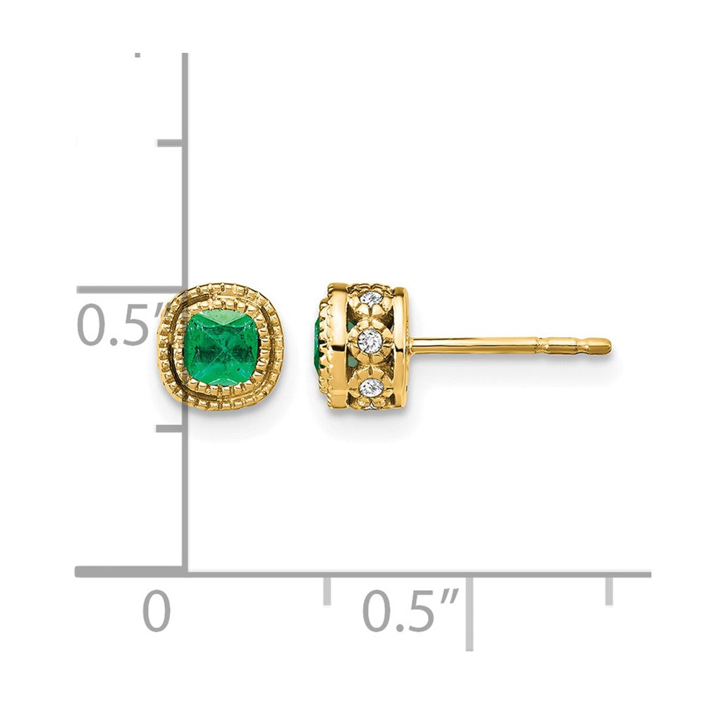 14k Emerald and Diamond Earrings