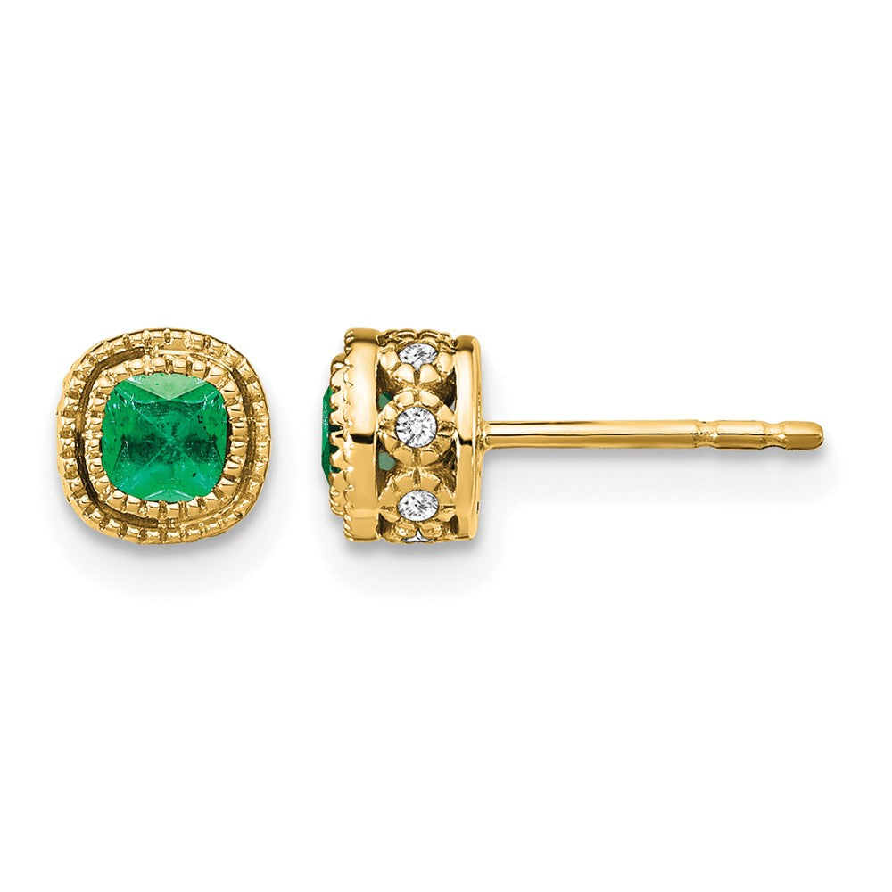 14k Emerald and Diamond Earrings