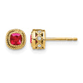 10k Cushion Ruby and Diamond Earrings