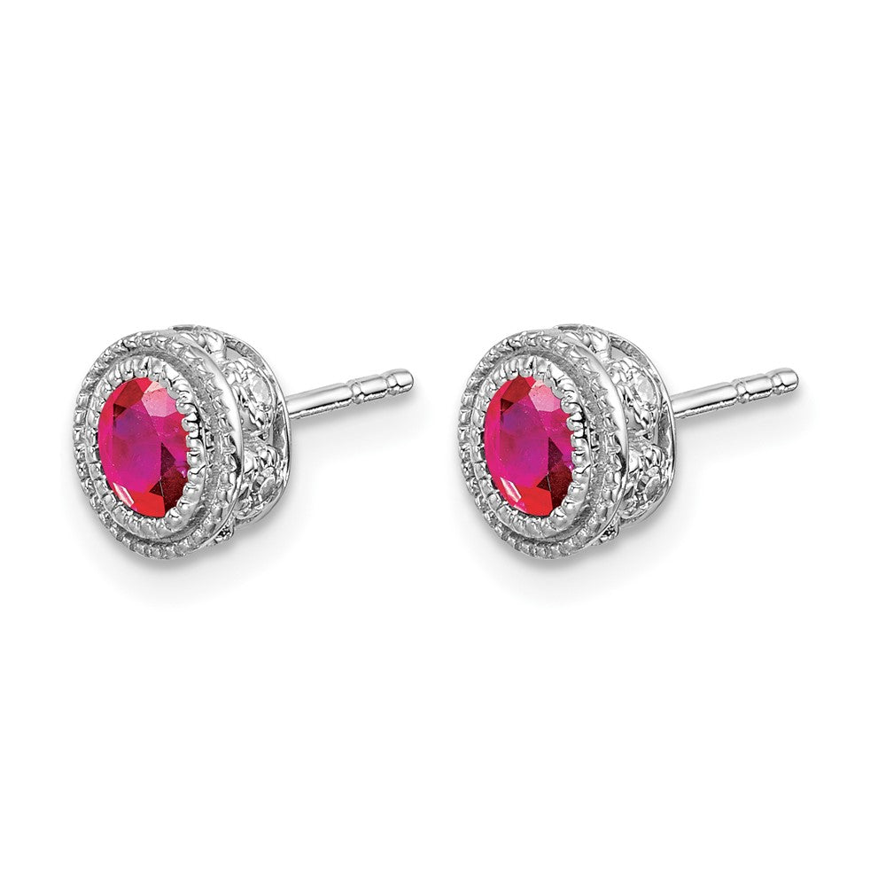 14k White Gold Ruby and Diamond Earrings