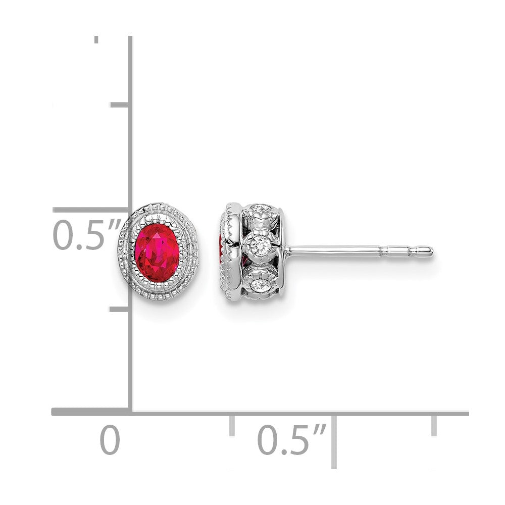 14k White Gold Ruby and Diamond Earrings