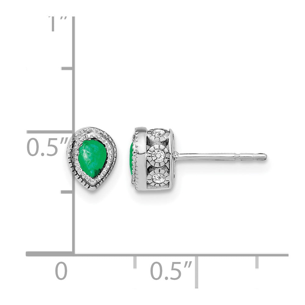14k White Gold Emerald and Diamond Earrings