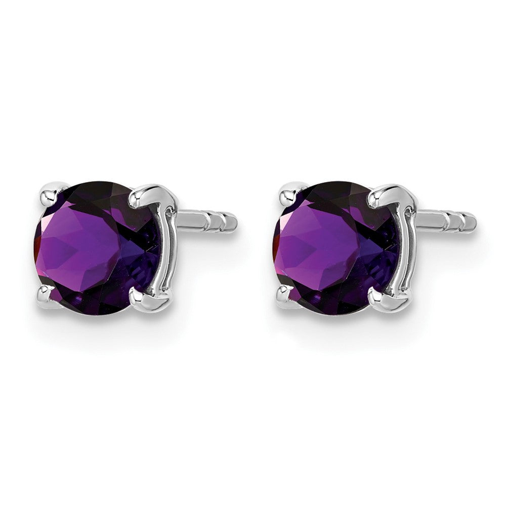 14k White Gold Round Amethyst Earrings