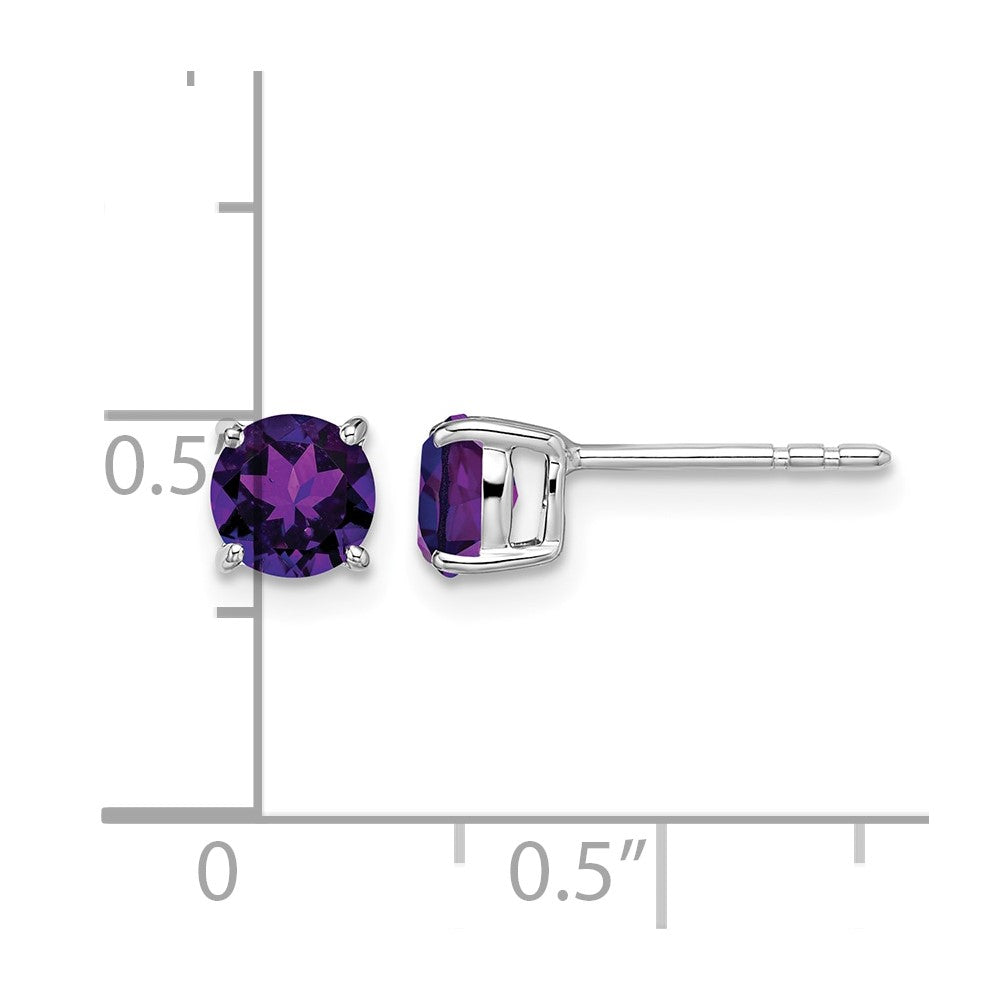 14k White Gold Round Amethyst Earrings