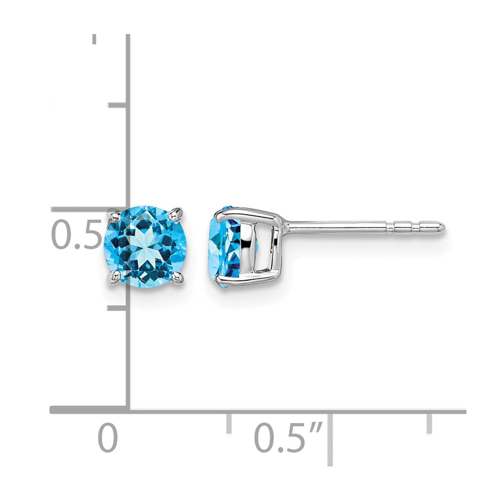 14k White Gold Round Blue Topaz Earrings