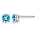 14k White Gold Round Blue Topaz Earrings