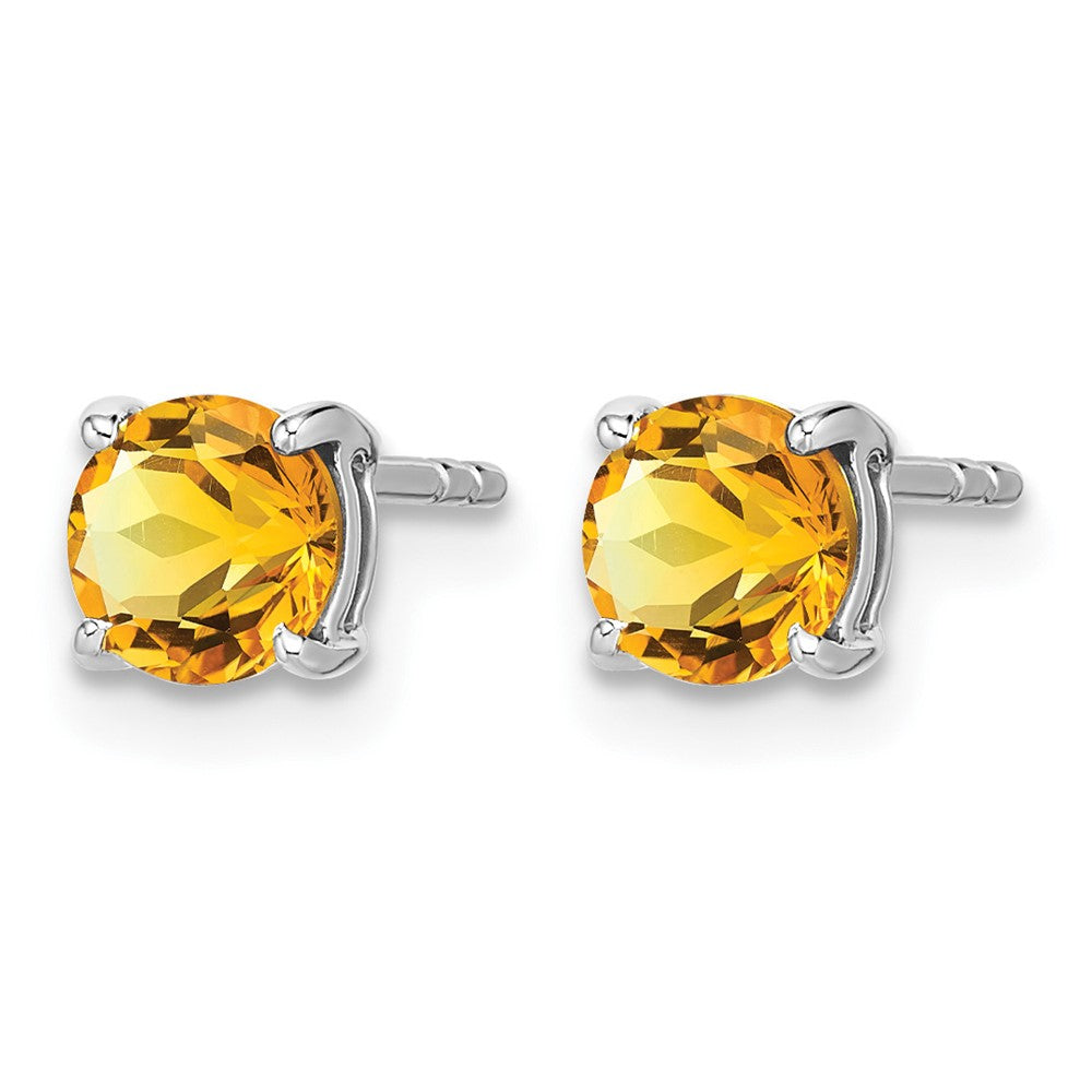 14k White Gold Round Citrine Earrings