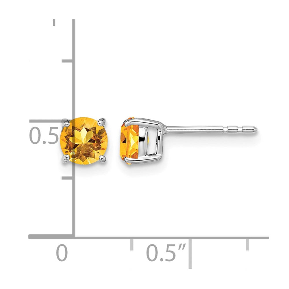 14k White Gold Round Citrine Earrings