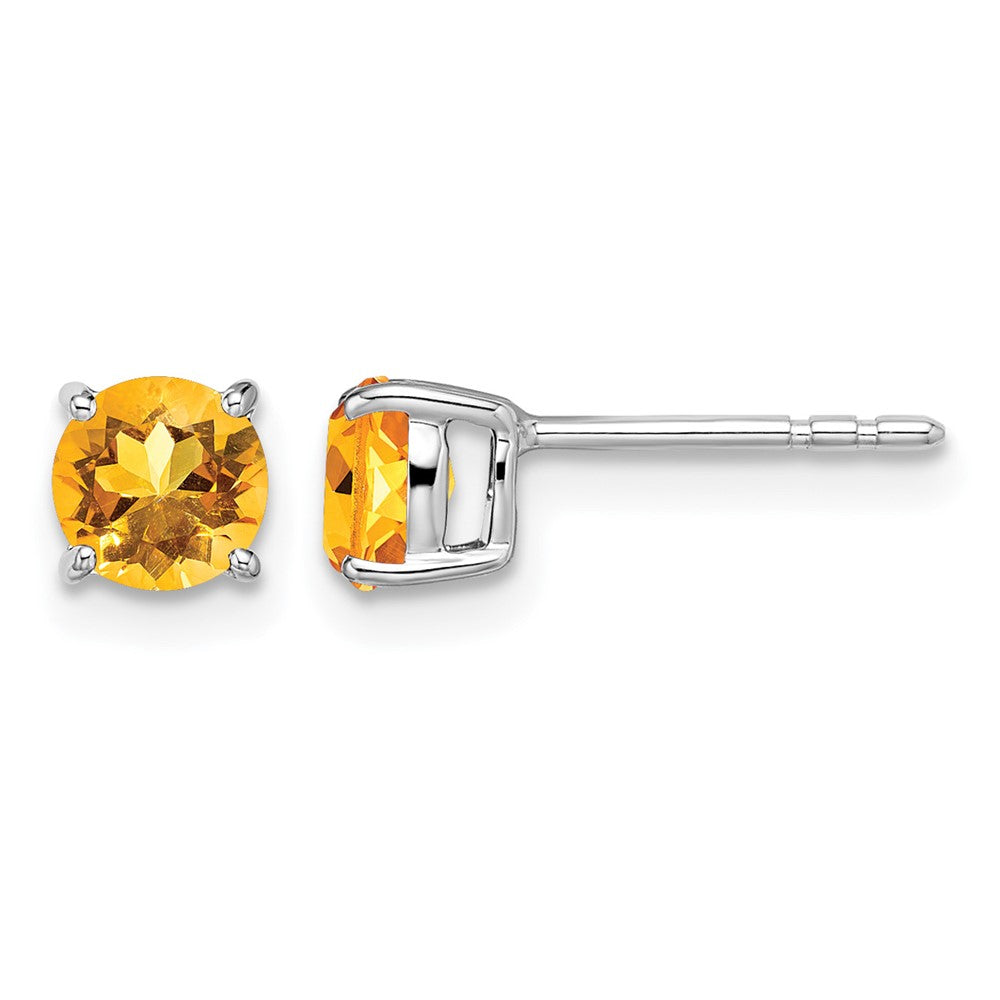 14k White Gold Round Citrine Earrings