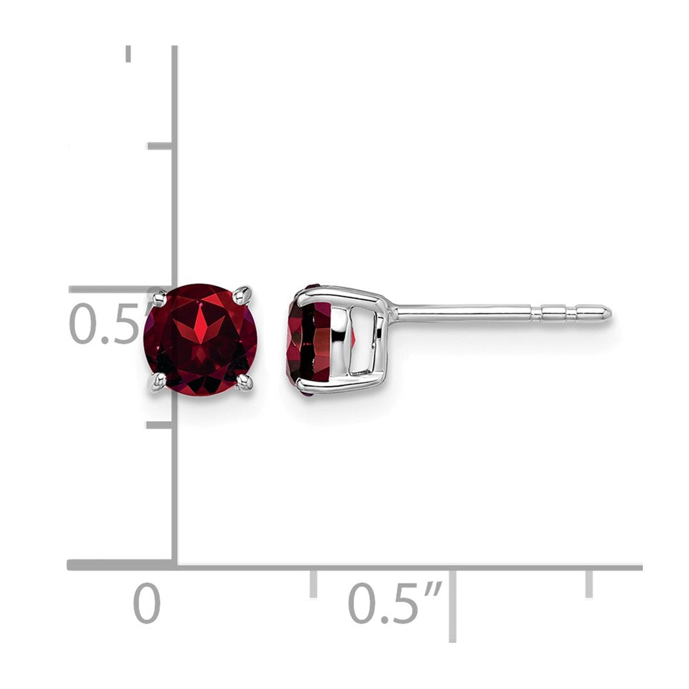 14k White Gold Round Garnet Earrings