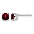 14k White Gold Round Garnet Earrings