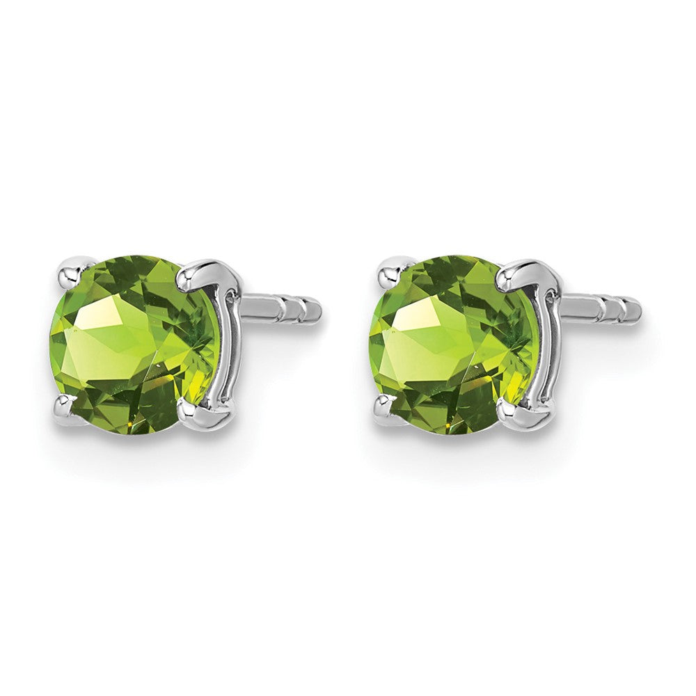 14k White Gold Round Peridot Earrings