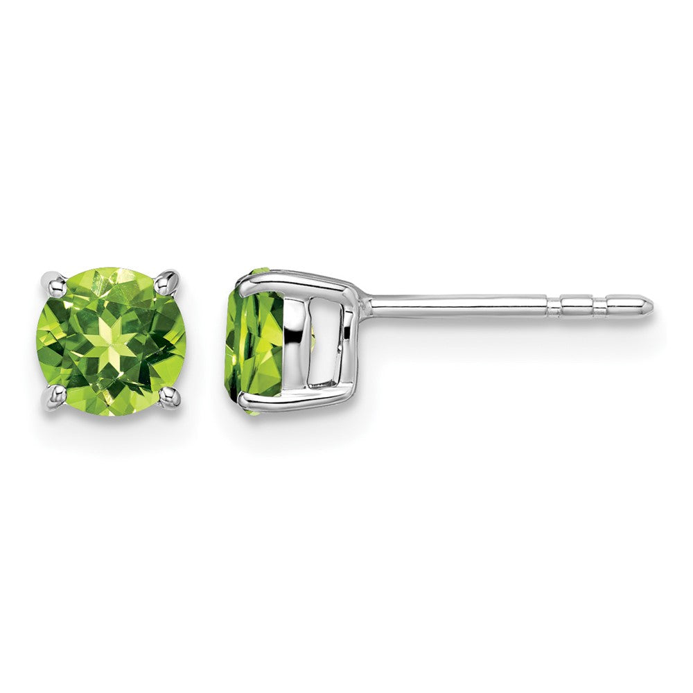 14k White Gold Round Peridot Earrings
