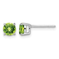 14k White Gold Round Peridot Earrings
