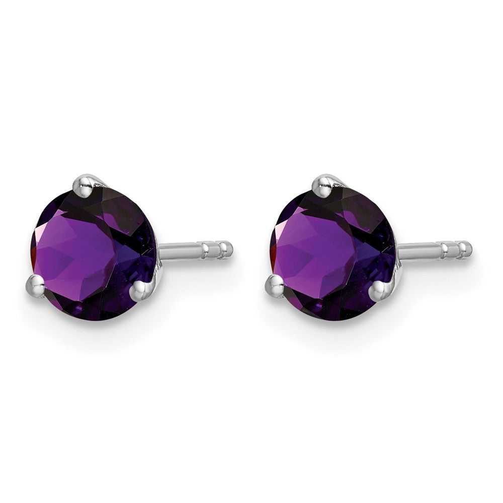 14k White Gold Round Amethyst Earrings